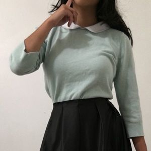Peter Pan Collared Muted Green Top